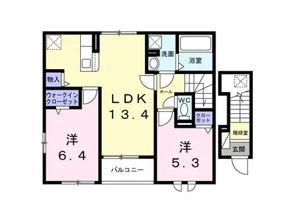 プレミアム コンフォート I(2LDK/2階)の間取り写真
