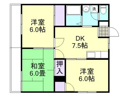 サンライズ上成(3DK/1階)の間取り写真