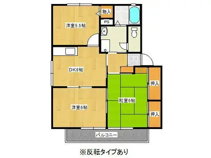 メゾンドール小森野(3DK/1階)の間取り写真