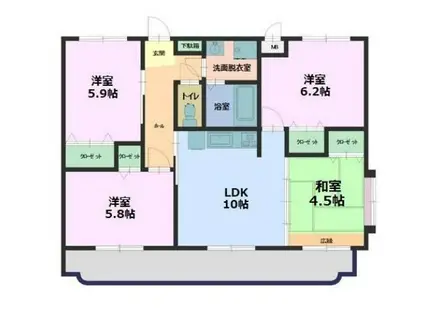 グランデル C(4LDK/1階)の間取り写真