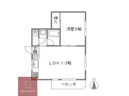 東洋プラザしろきた(1LDK/2階)の間取り写真