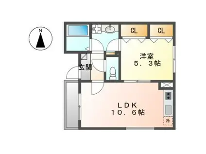 ユーミー矢場町(1LDK/2階)の間取り写真