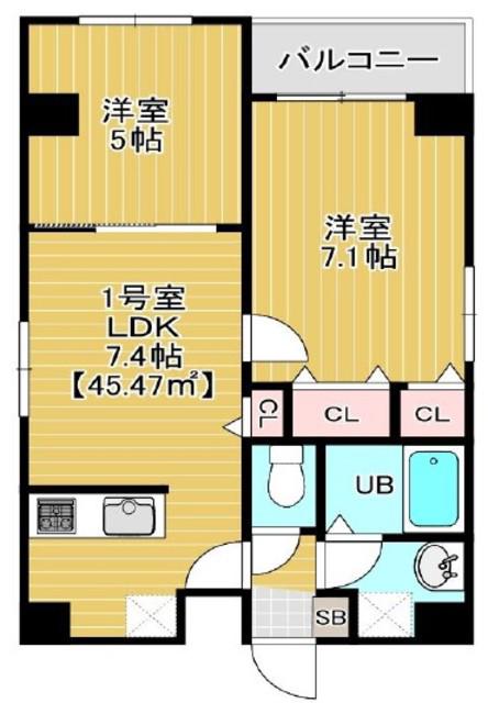 BLOOM錦糸町(2LDK/4階)の間取り写真