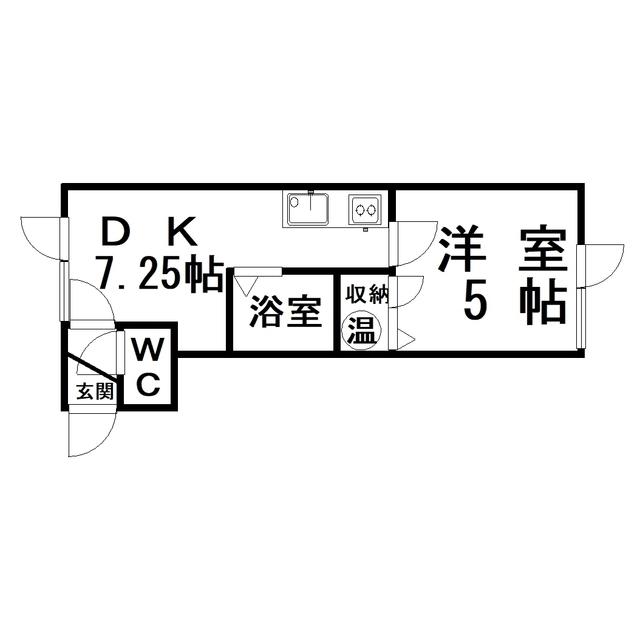 ハウスオブユース(1DK/1階)の間取り写真