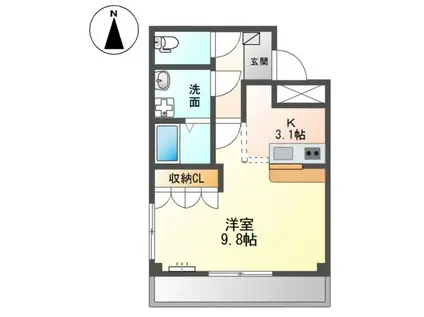 リバーサイド静(1K/2階)の間取り写真