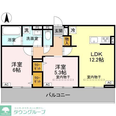 前橋市天川原町一丁目PJ B(2LDK/1階)の間取り写真