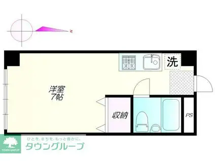 東急目黒線 大岡山駅 徒歩9分 4階建 築38年(ワンルーム/4階)の間取り写真