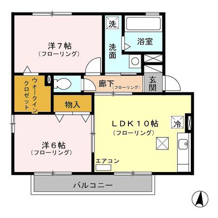 フルハウスK B(2LDK/1階)の間取り写真