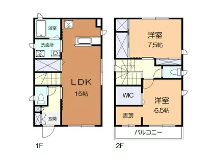 シャルールII(2LDK/1階)の間取り写真