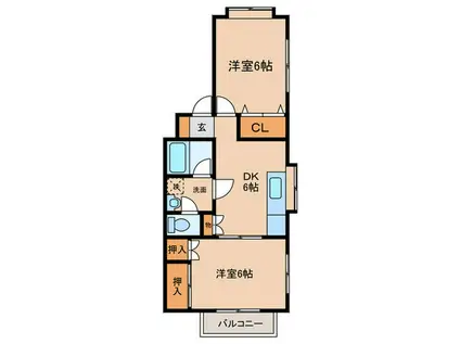 ピナクル井相田A(2DK/2階)の間取り写真