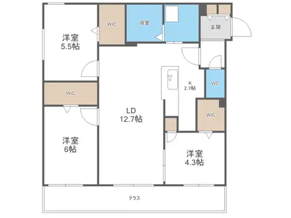 RITZ GRANDE 八軒(3LDK/1階)の間取り写真