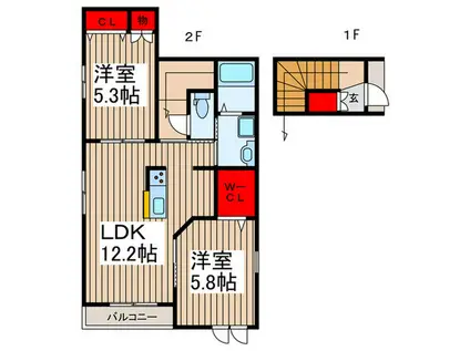 LE TREFLE(2LDK/2階)の間取り写真
