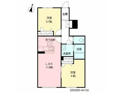 ルーチェ(2LDK/1階)の間取り写真