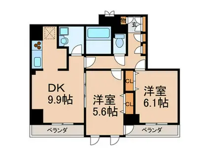 セラピアザ船橋(2DK/6階)の間取り写真