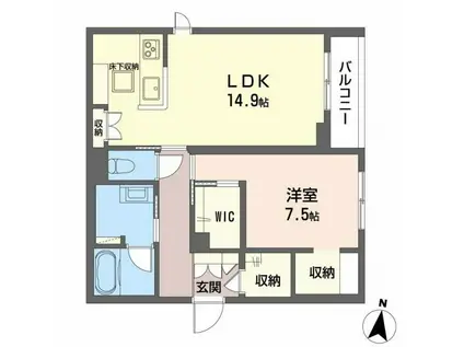 ALBEMARLE上杉(1LDK/1階)の間取り写真