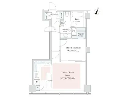 ラ・トゥール青葉台(1LDK/23階)の間取り写真