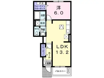 ブルースカイ幸和II(1LDK/1階)の間取り写真