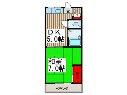 エステートピアスズキ(1DK/2階)の間取り写真
