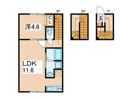 ラ・メゾンKH(1LDK/3階)の間取り写真
