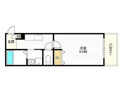 ALEGRIA平野本町II(1K/3階)の間取り写真