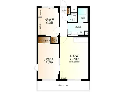 デュオ・サクライ WIFI対応(2LDK/3階)の間取り写真