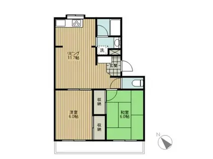 リネットハイム幕張(2LDK/2階)の間取り写真