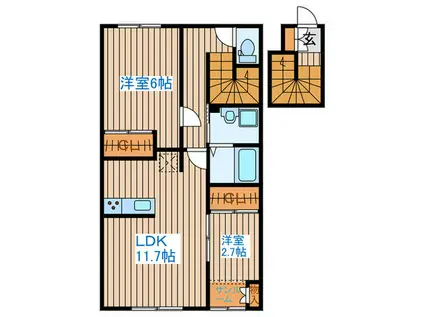 GRAND SOLEIE将監(2LDK/2階)の間取り写真
