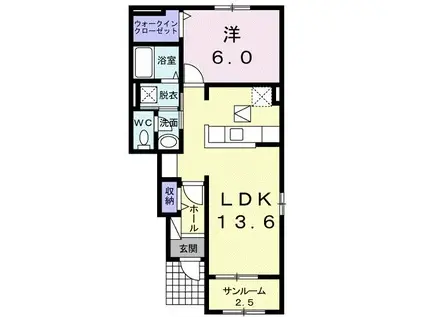 グランドソレーユIII(1LDK/1階)の間取り写真
