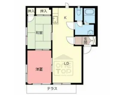 アスター3D棟(2LDK/1階)の間取り写真