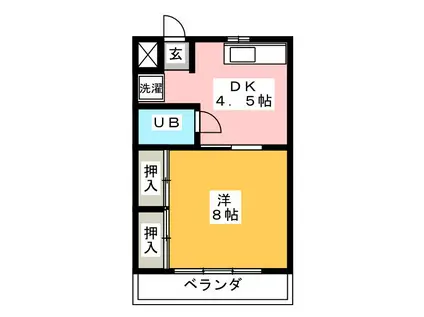 メゾン鳩吹(1DK/3階)の間取り写真