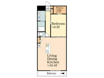 ディアルベルジュ・エスパシオ(1LDK/2階)の間取り写真