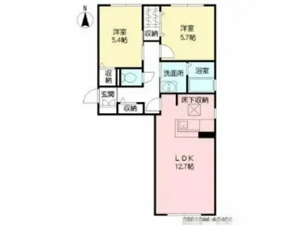 ソレアード・カンパーニュII (2LDK/1階)の間取り写真