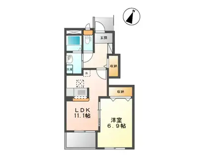 ハウスユニティ(1LDK/1階)の間取り写真