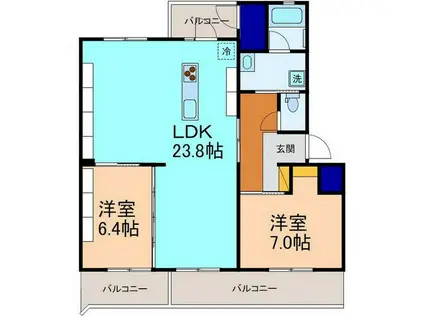アクアルーチェ犬島(2LDK/2階)の間取り写真