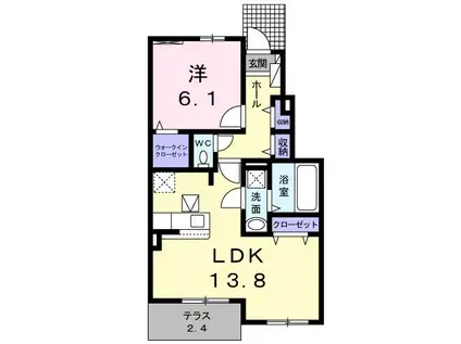 クリスタルドミール I(1LDK/1階)の間取り写真