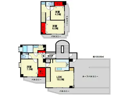 リッシュ・アヴェニール(3LDK/6階)の間取り写真