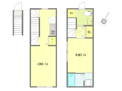COZY代田橋(1LDK/2階)の間取り写真