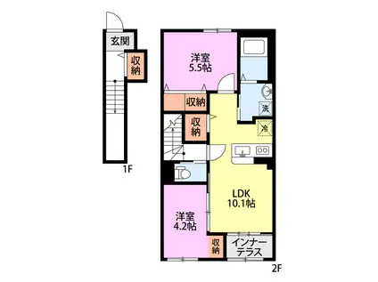 パレスコート トーケン(2LDK/2階)の間取り写真