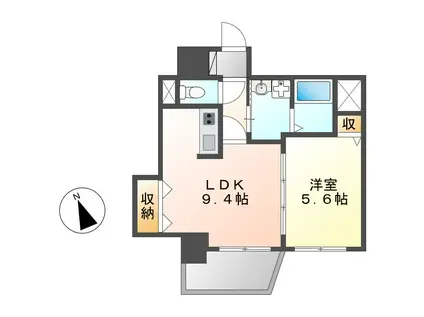 ヒルズ新栄(1LDK/9階)の間取り写真