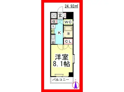 AP NOWA BUILDIII(1K/6階)の間取り写真