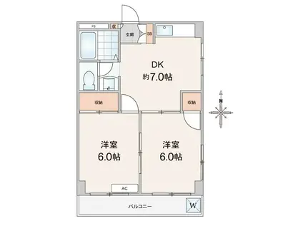 フローリアンハイツ(2DK/3階)の間取り写真