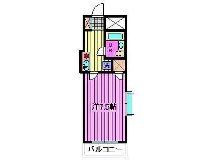 サニーサイド武蔵浦和(1K/3階)の間取り写真