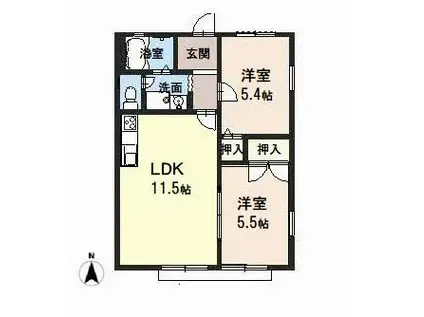 フレグランスガーデン(2LDK/1階)の間取り写真
