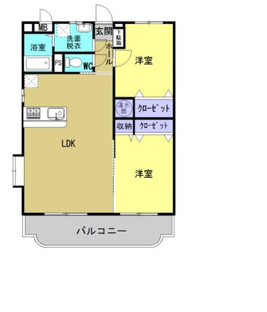 ユーミー須賀(2SLK/3階)の間取り写真