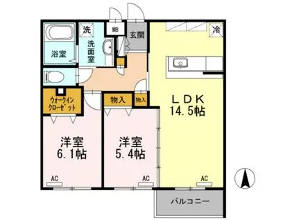 ウェルデンス江古田(2LDK/2階)の間取り写真