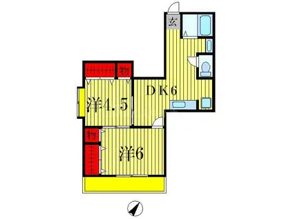 中川ビル(2DK/5階)の間取り写真