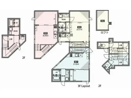 目黒センゾクユー(1LDK/3階)の間取り写真