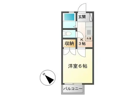 フレンドリー新谷(1K/2階)の間取り写真