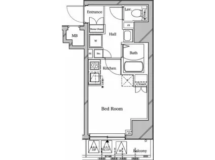 ラフィスタ横浜阪東橋Ⅰ(1K/8階)の間取り写真