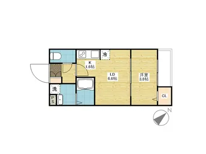 アコット春日(1LDK/1階)の間取り写真